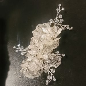 LAST CALL - Leaf / Crystal Sprig & Blingy Rhinestone Bridal Hair Pin